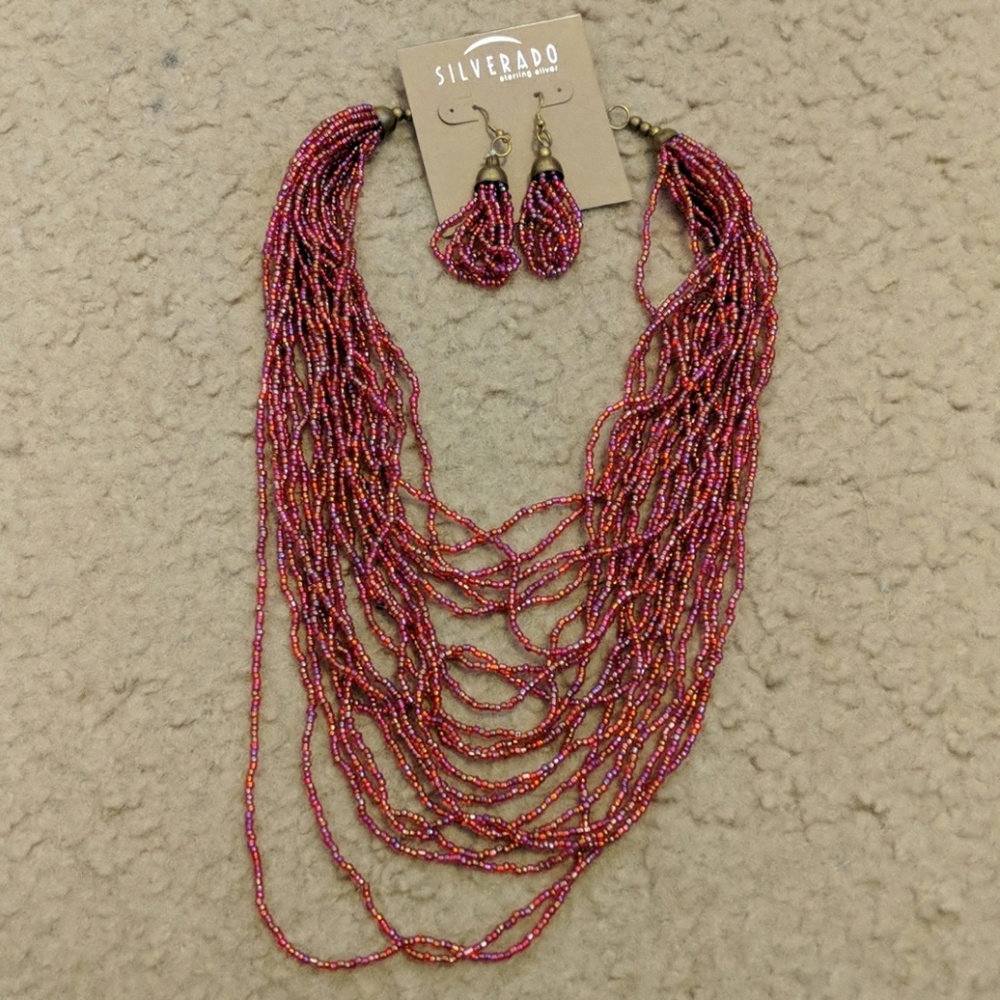Silverado red beaded jewelry set